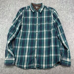 Toad & CO Men's 100% Organic Cotton Green Flannel Shirt - Size M
